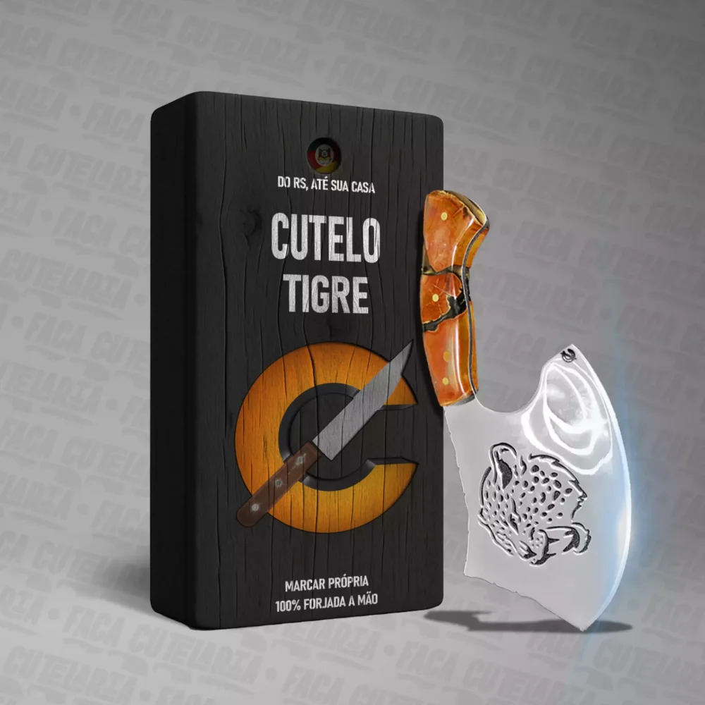 Cutelo Artesanal Tigre - Cutelaria Forjada Á Mão + Garantia