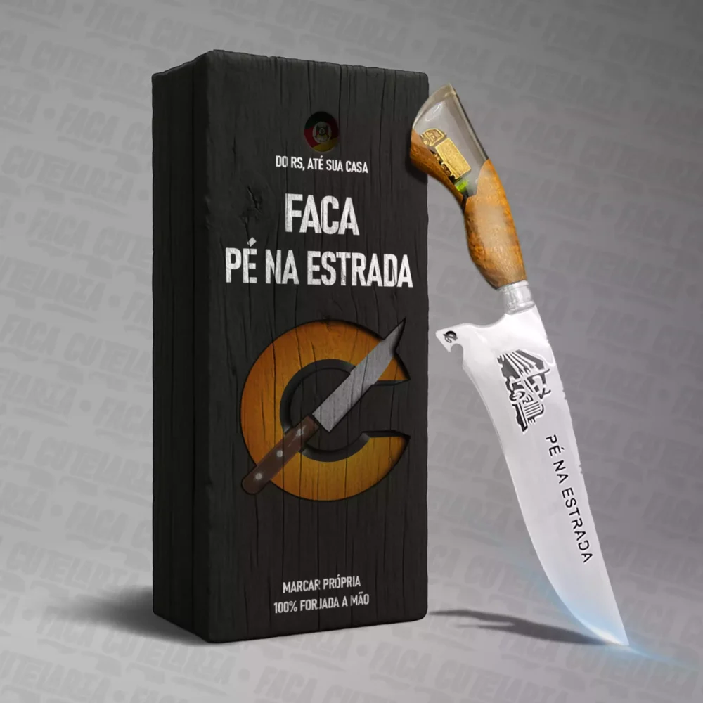 Faca Artesanal Pé na Estrada - Cutelaria Forjada Á Mão + Garantia