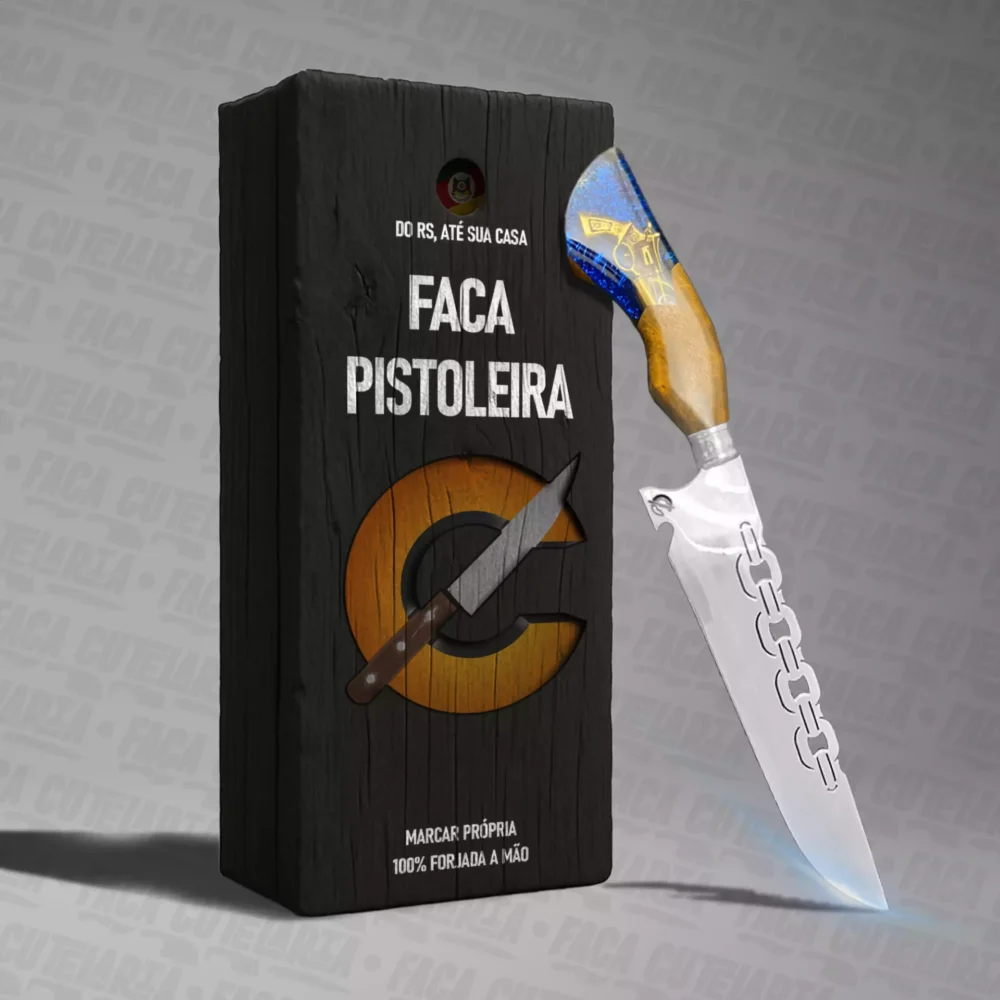 Faca Artesanal Pistoleira - Cutelaria Forjada Á Mão + Garantia