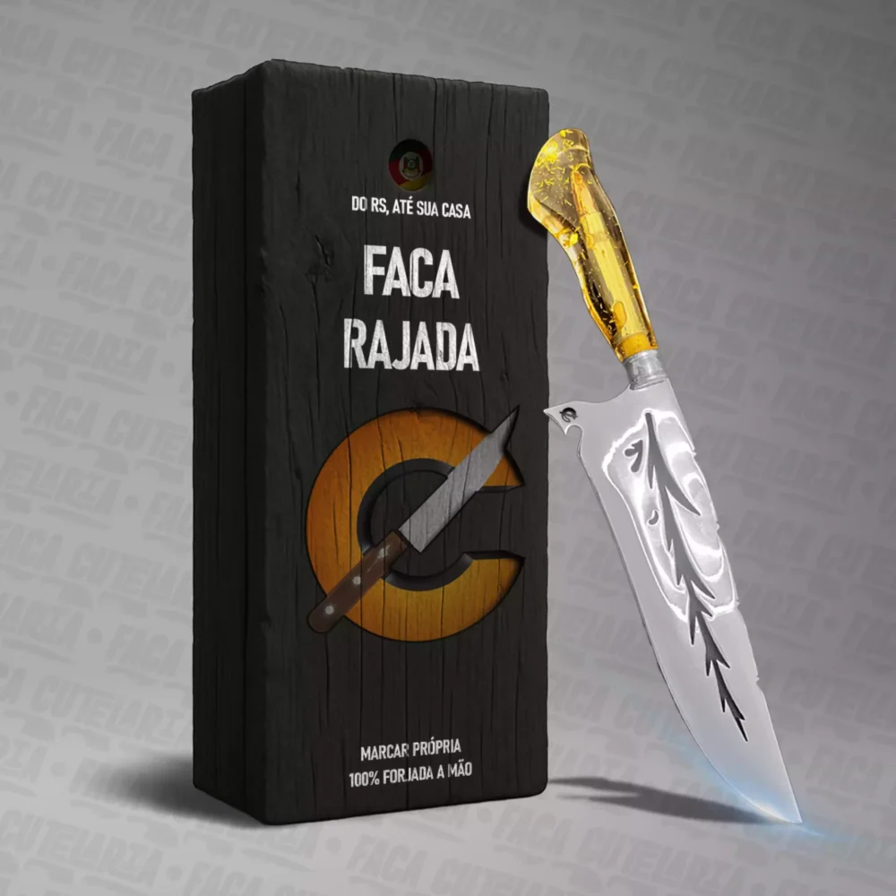 Faca Artesanal Rajada - Cutelaria Forjada Á Mão + Garantia
